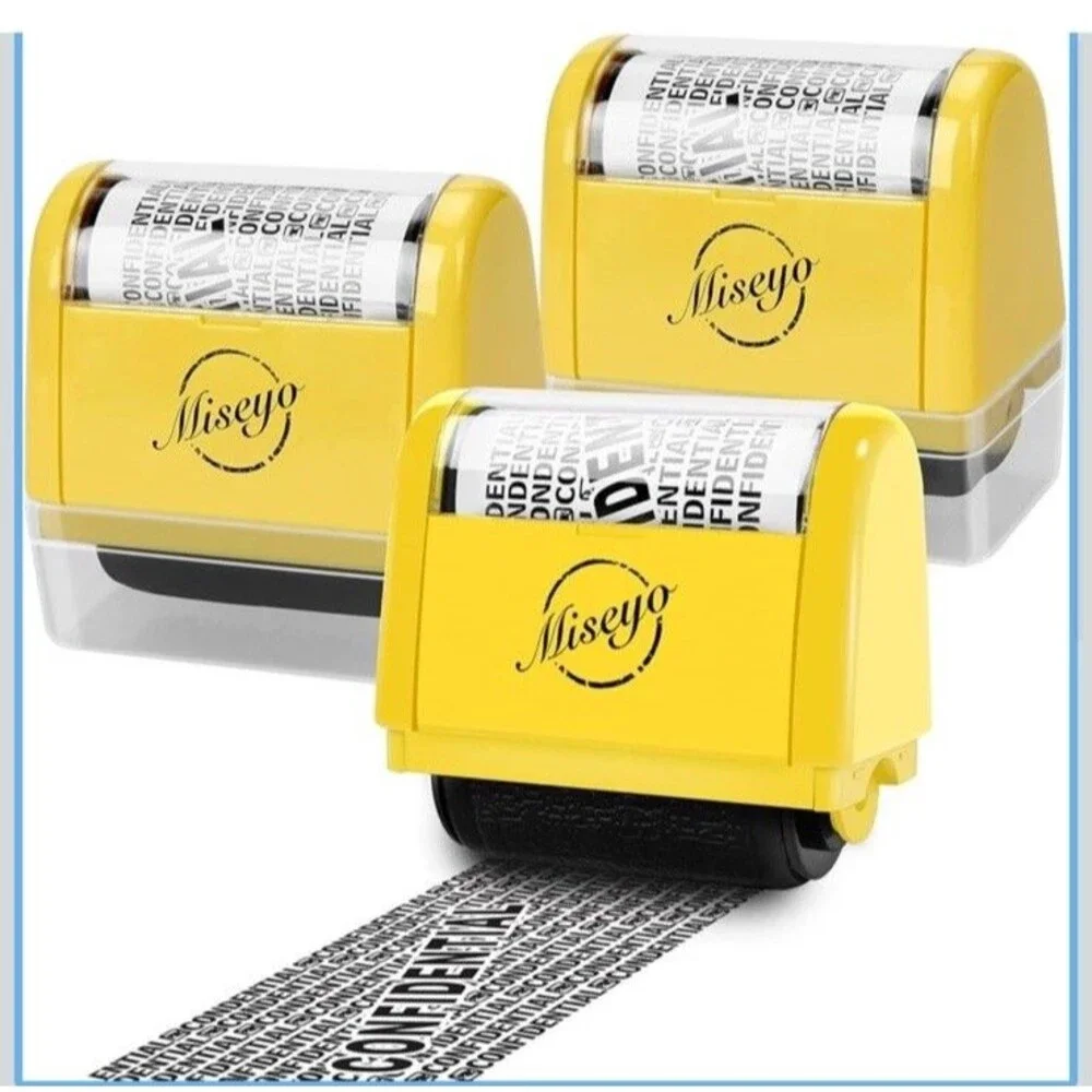 3 Pack Wide Roller Stamp Identity Theft Stamp 1.5 Inch Perfect for Privacy Pr...